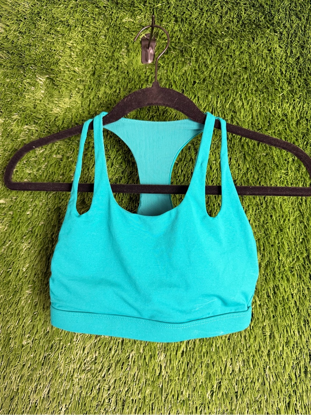 Fabletics Teal Double-Strap Racerback Sports Bra